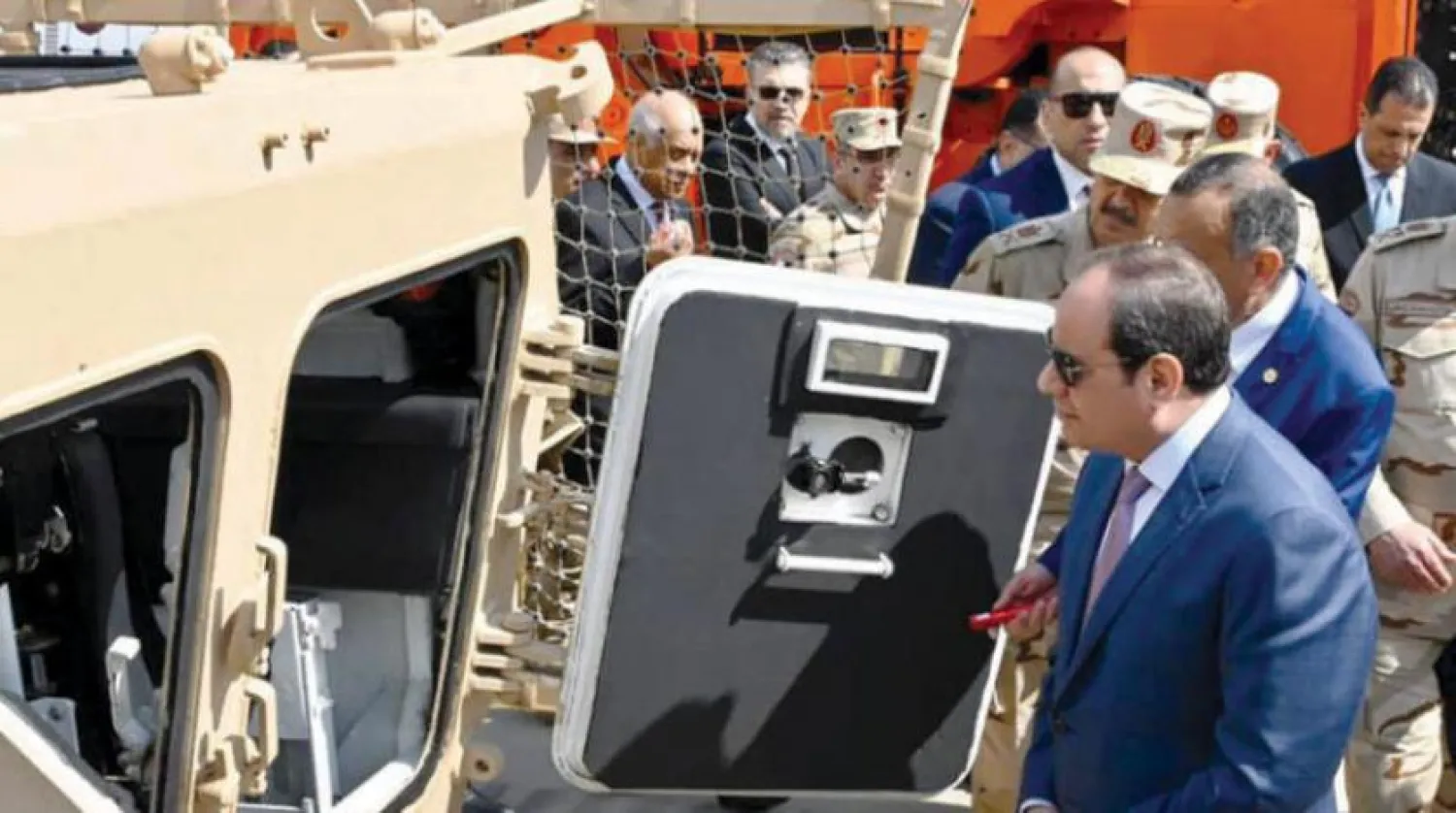 President Sisi during his opening of a military factory in Cairo | Asharq Al-Awsat 