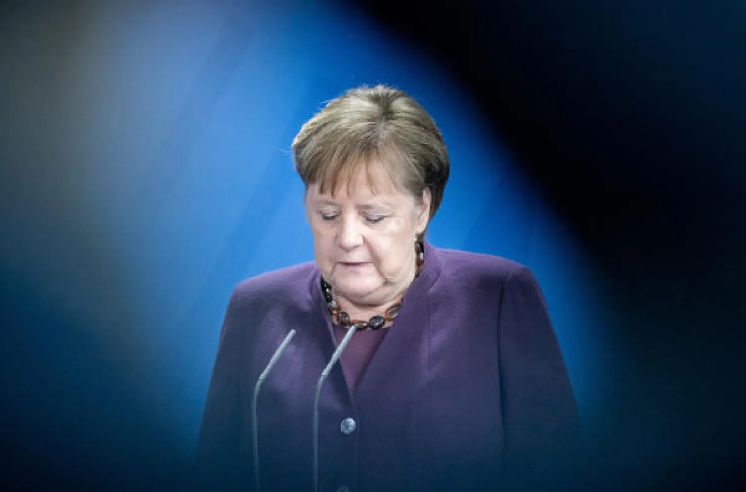 German Chancellor Angela Merkel comments on the attack in Hanau at the Federal Chancellery, after at least nine people were killed and others injured when shots were fired at two shisha bars in Hanau. Photo: Kay Nietfeld/dpa