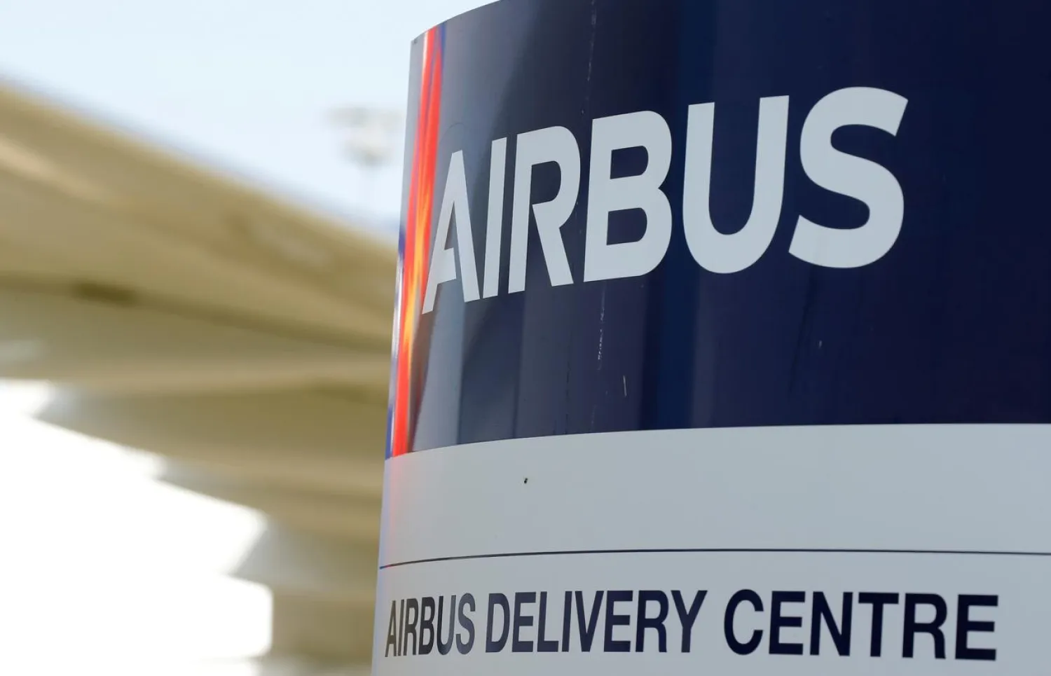 FILE PHOTO: Logo of Airbus is pictured at the aircraft builder's headquarters of Airbus in Colomiers near Toulouse, France, September 27, 2019. REUTERS/Regis Duvignau/File Photo
