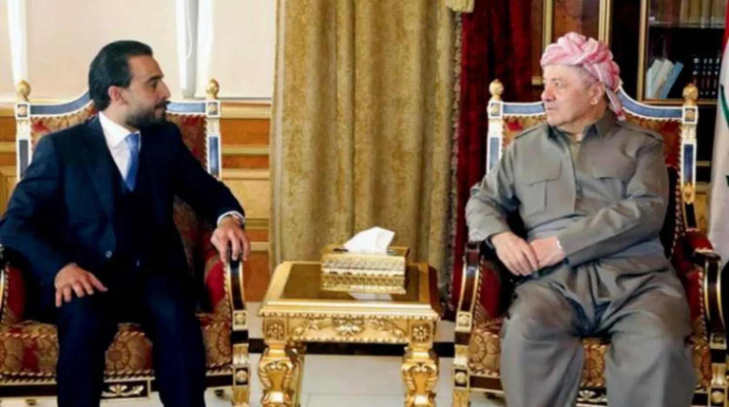 President of the Kurdistan Democratic Party Masoud Barzani and Speaker Muhammad Al-Halbousi met in Erbil last Sunday (nina news agency)
