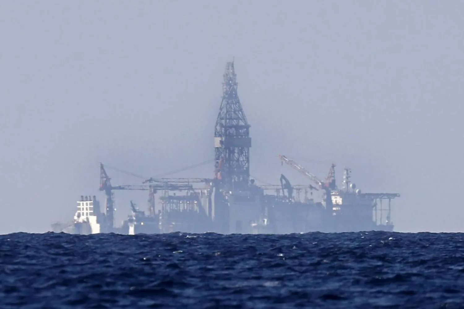 The drilling ship Tungsten Explorer is seen off the coast of Beirut, Lebanon, Wednesday, Feb. 26, 2020. (AP Photo/Hussein Malla)