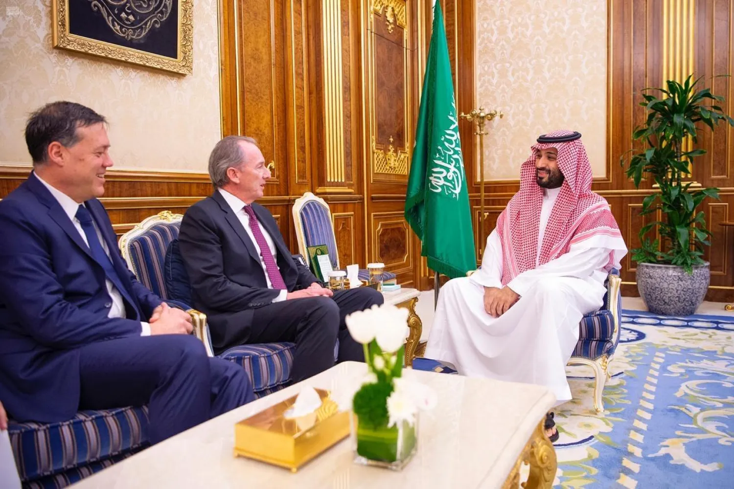 Crown Prince Mohammed bin Salman receives Morgan Stanley CEO in Riyadh. (SPA)