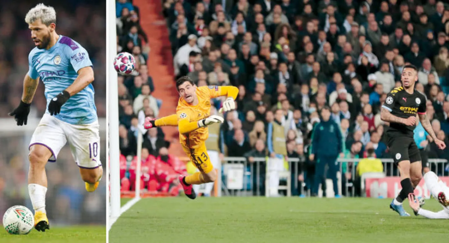 خيسوس يسجل في مرمى ريال مدريد ليمنح سيتي فرصة الاقتراب من ربع النهائي (أ.ب)  -  هل حان الوقت ليتنازل أغويرو هداف سيتي التاريخي عن مكانه لخيسوس (أ.ف.ب)