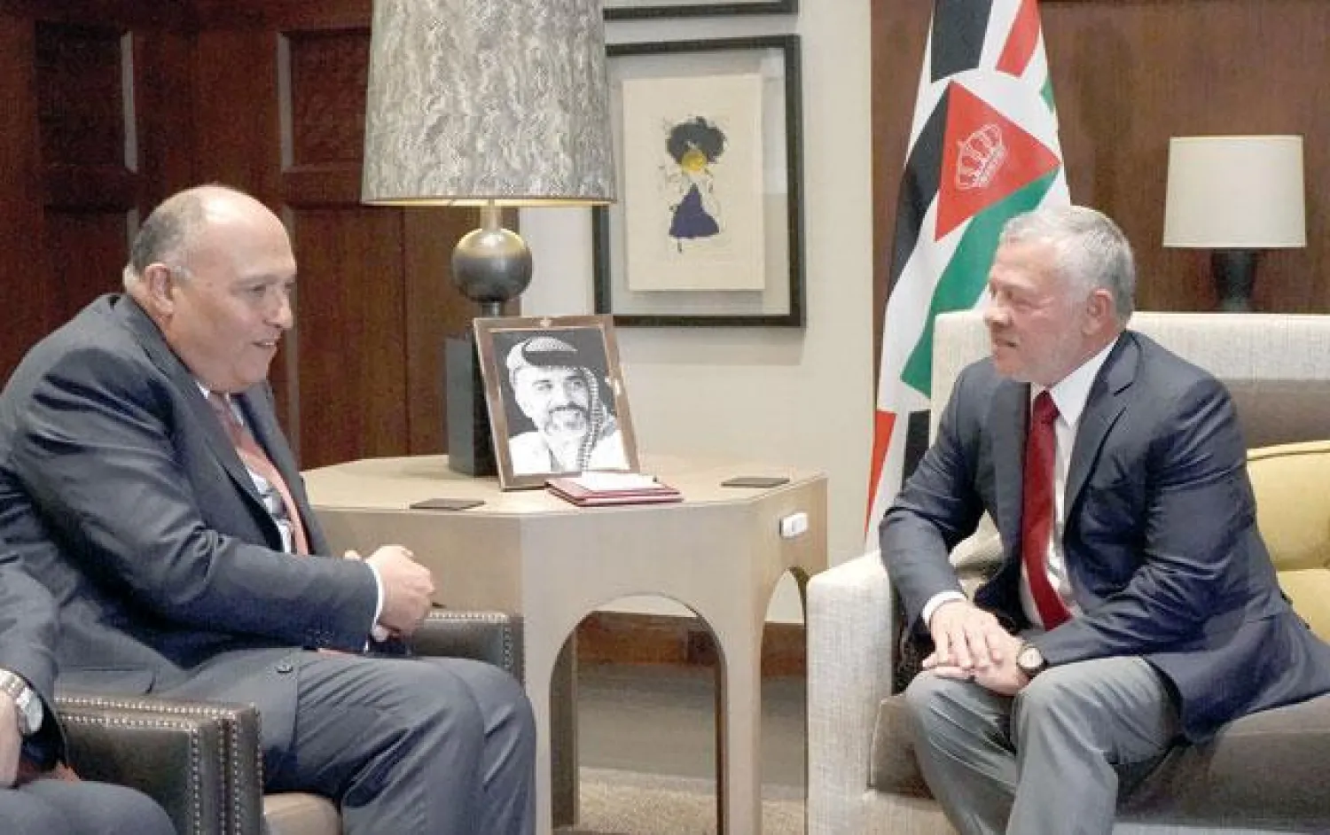 Jordan’s King Abdullah and Egyptian Foreign Minister, Sameh Shoukry (Petra News Agency)

