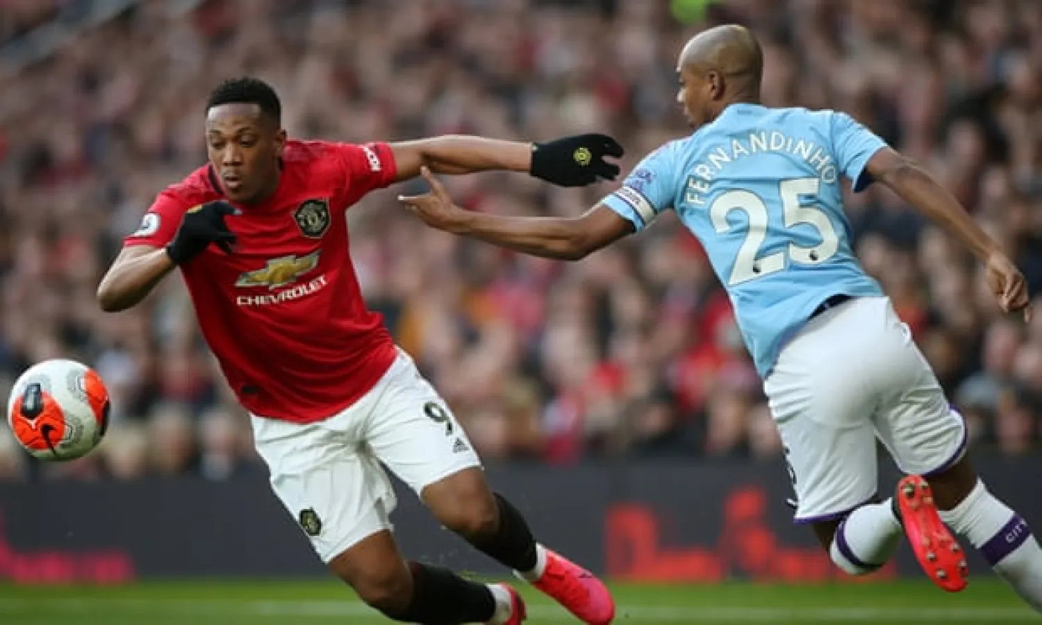  Fernandinho’s enforced move to the back four because of injuries has cost Manchester City organisation and tactical nous further up the field. Photograph: Nick Potts/PA
