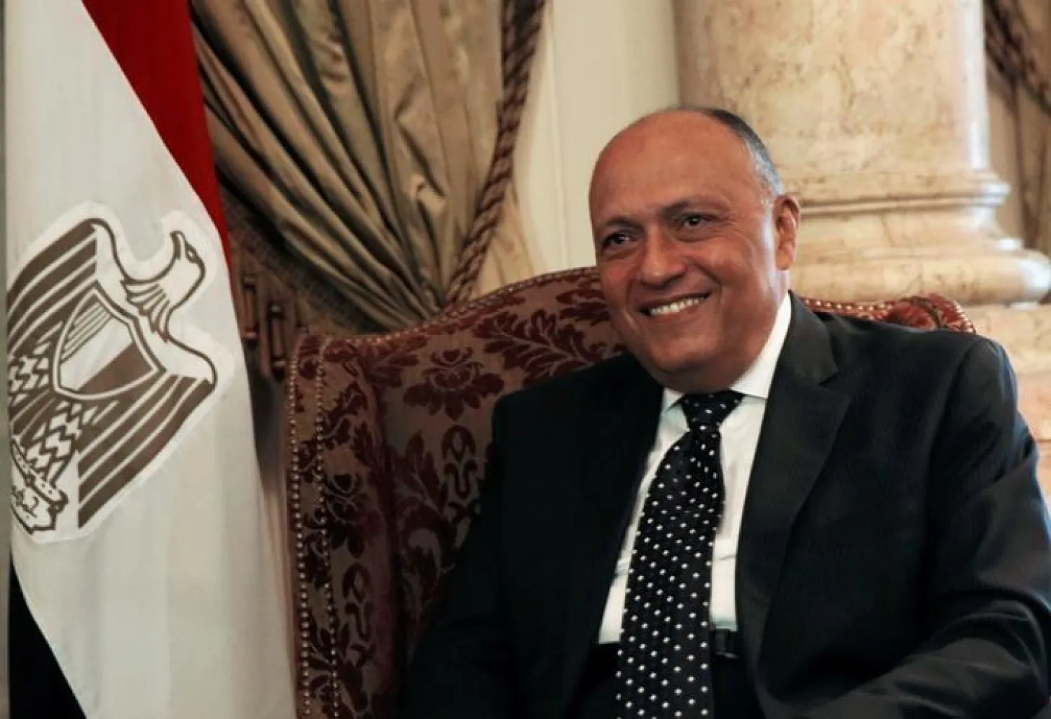 Egypt’s Foreign Minister Sameh Shoukry smiles during his meeting with Russian Foreign Minister Sergei Lavrov in Cairo, Egypt May 29, 2017. REUTERS/Amr Abdallah Dalsh