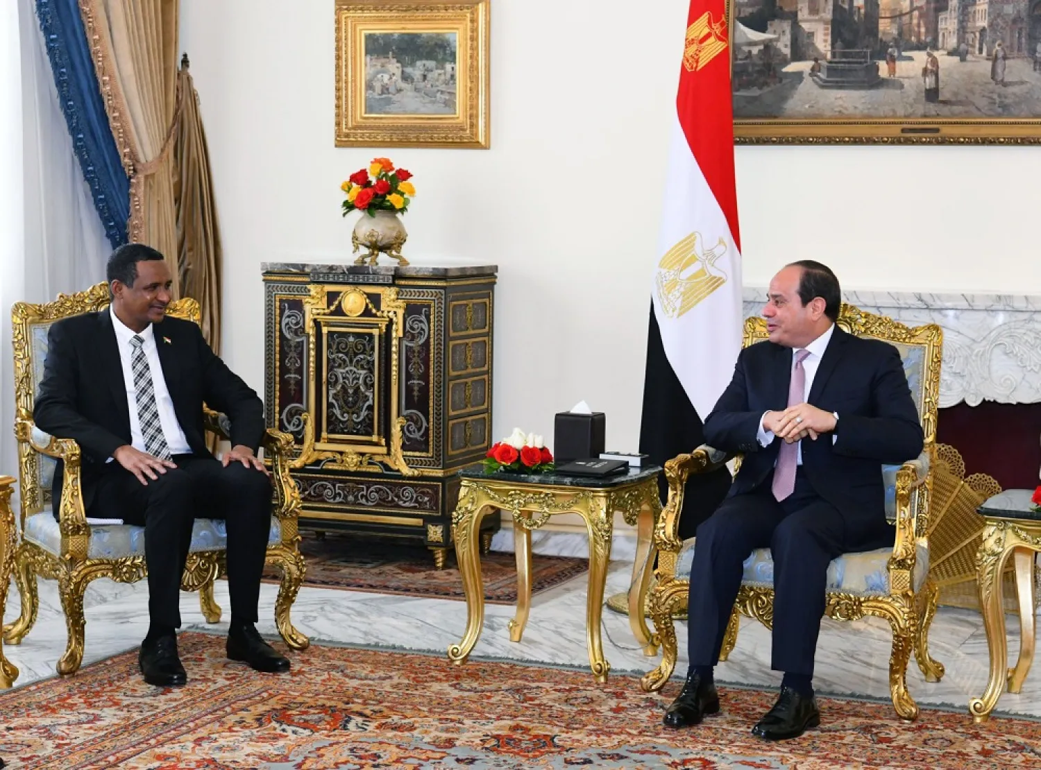 Egypt's President Sisi and First Deputy Chairman of the Sudanese Sovereign Council hold talks in Cairo on Sunday. (Egyptian Presidency spokesman)