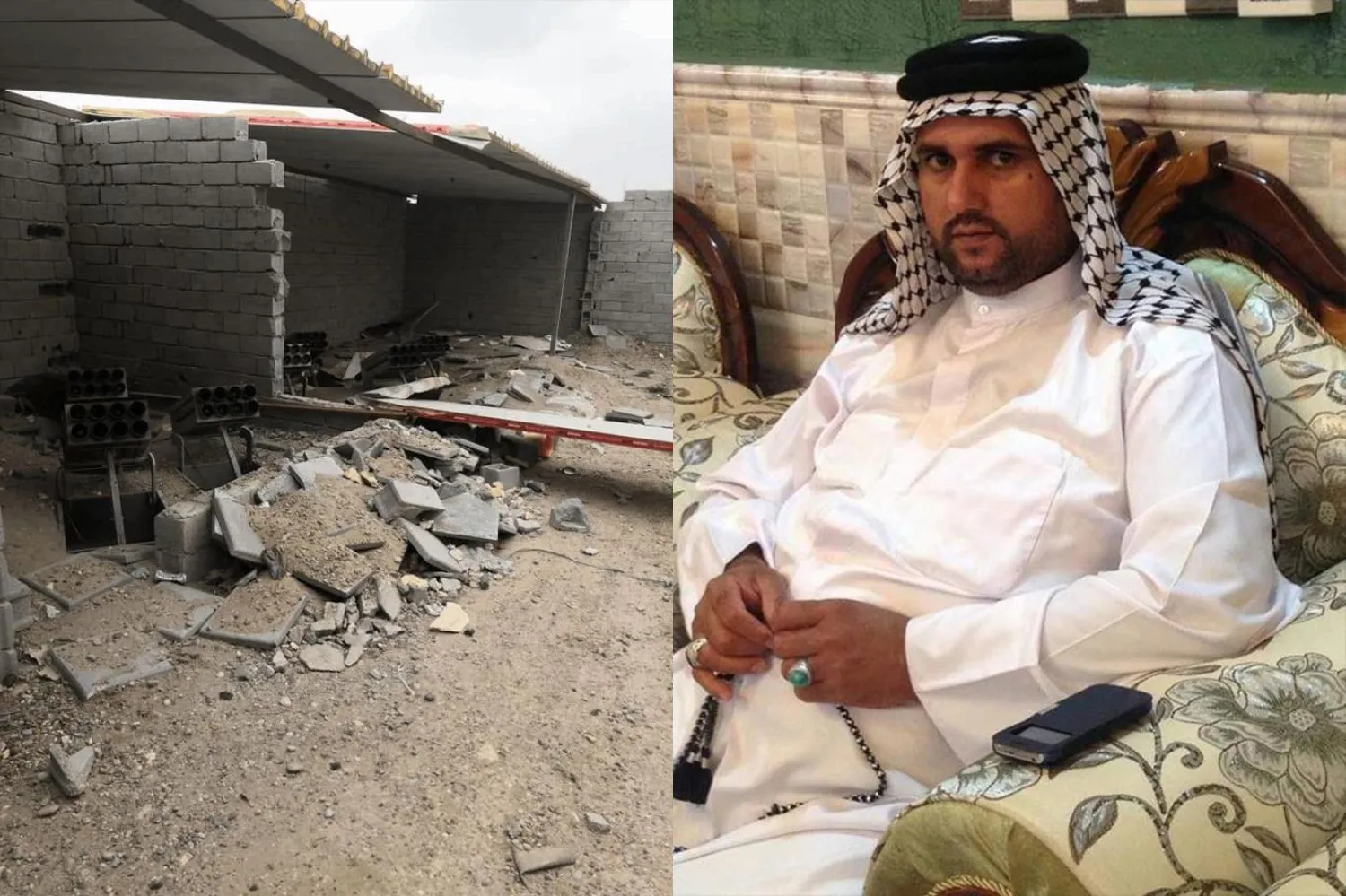 Irak’taki Taci Askeri Üssü’nü hedef alan füzelerin fırlatıldığı garaj ve İmad el-Kabi / Fotoğraf: Twitter


