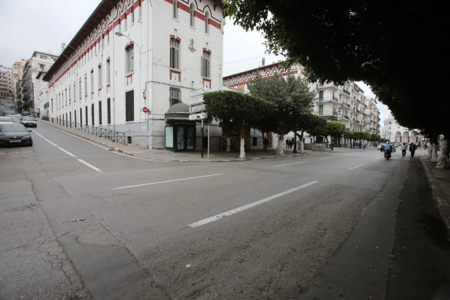 A general view shows an empty street after anti-government protests were suspended, Algiers, Algeria on March 20, 2020. (Reuters)