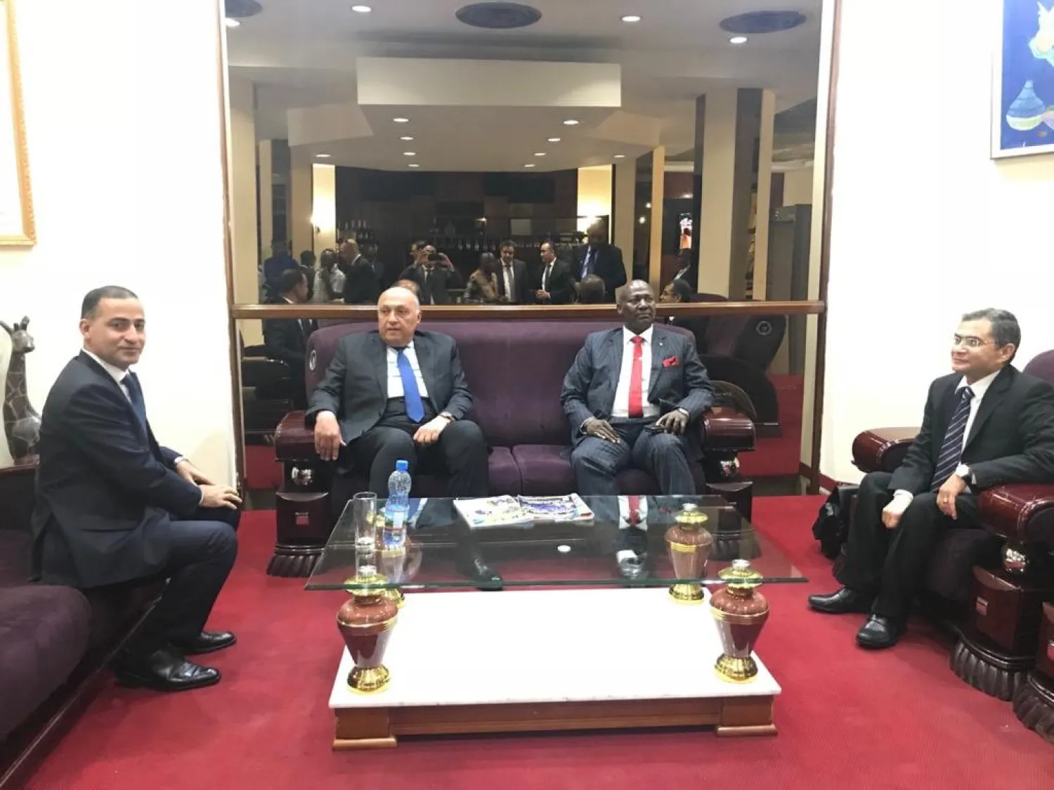 Egypt’s Foreign Minister Sameh Shoukry on Thursday handed over a message to Congo’s President Felix Tshisekedi over a disputed dam Ethiopia is building on the Nile (Photo: Official Egypt MFA Spokesperson on Twitter)