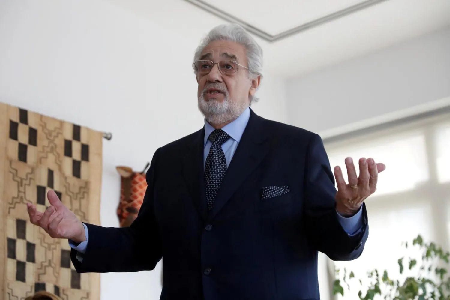 FILE PHOTO: Opera singer Placido Domingo speaks during an event at the Manhattan School of Music in New York, US, May 11, 2018. REUTERS/Shannon Stapleton