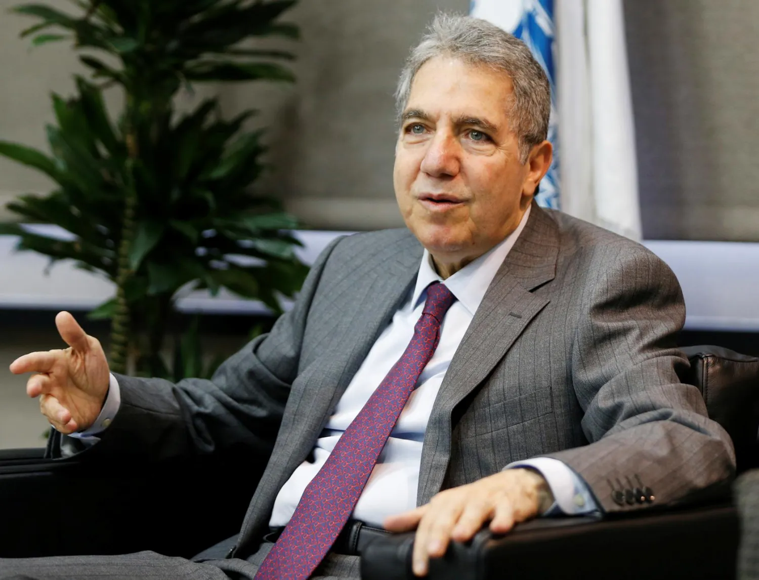 Lebanon's Finance Minister Ghazi Wazni gestures as he speaks during an interview with Reuters in Beirut, Lebanon March 12, 2020. REUTERS/Mohamed Azakir
