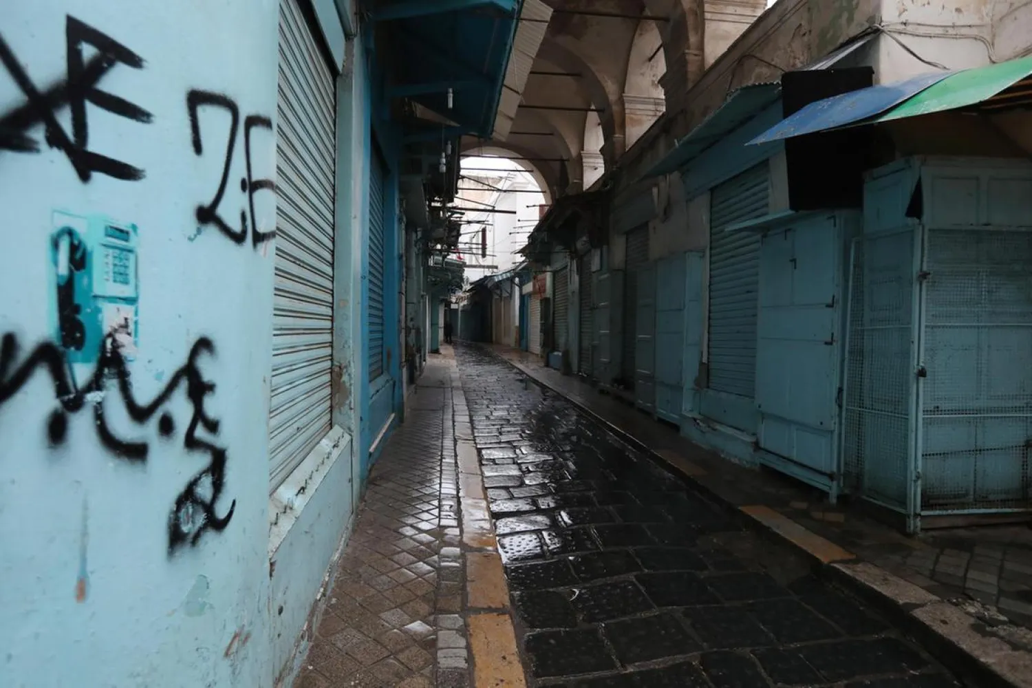 The empty old city during a daily curfew as part of precautions against coronavirus in Tunis, Tunisia. (EPA)