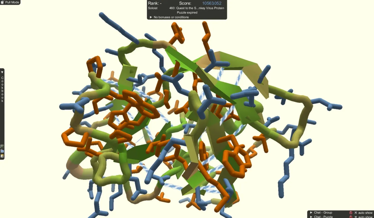  Foldit is an online game that lets players collaborate and
compete in predicting the structure of protein molecules. Photo: Foldit