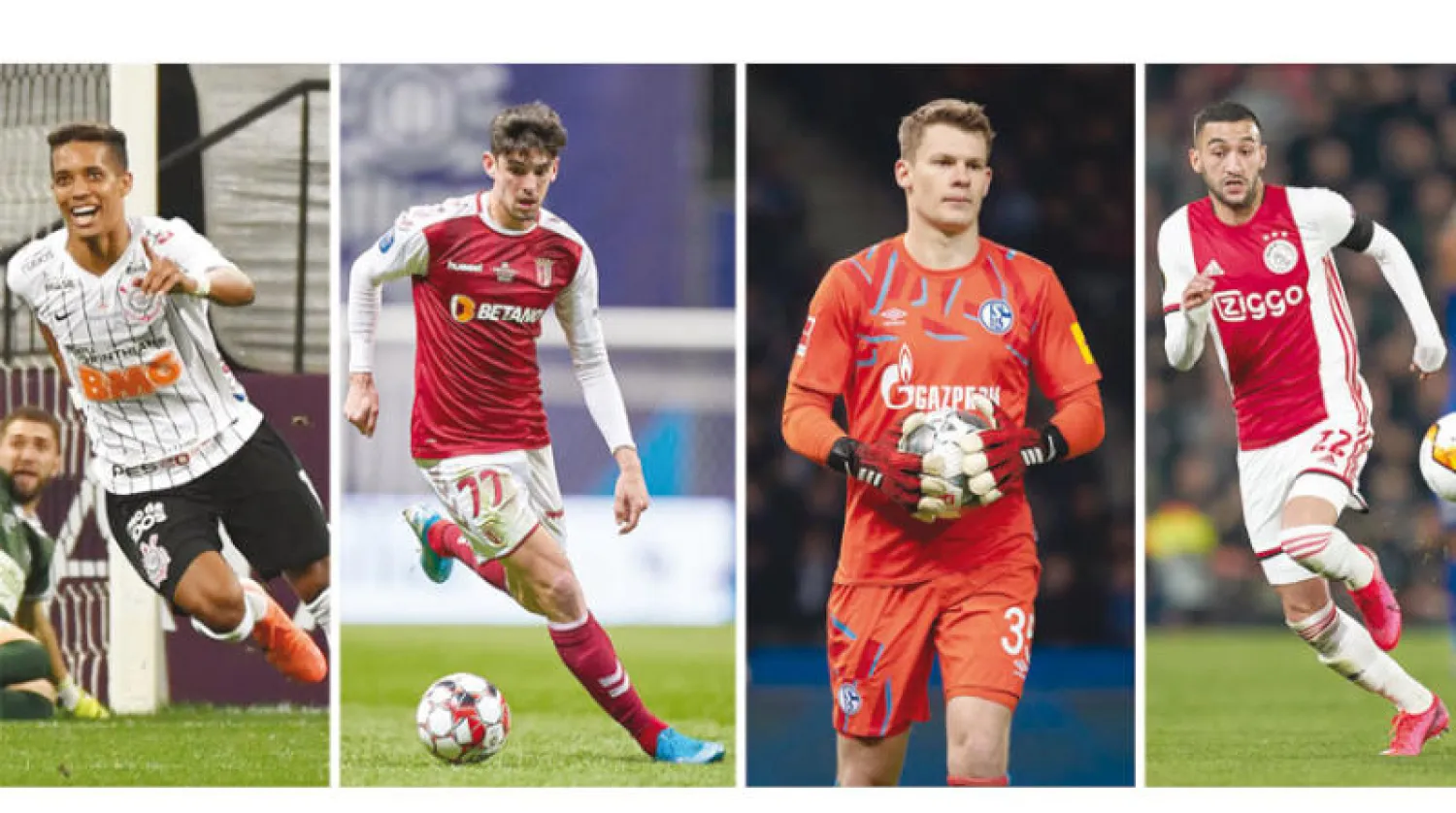 من اليمين: حكيم زياش وألكسندر نوبل وترينكاو وبيدرينيو