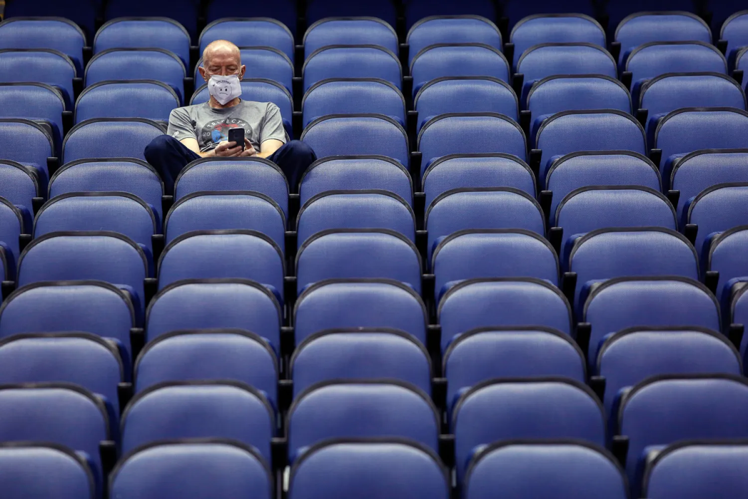 An empty Greensboro Coliseum after the NCAA college basketball games were cancelled at the Atlantic Coast Conference tournament in Greensboro, North Carolina. (AP)