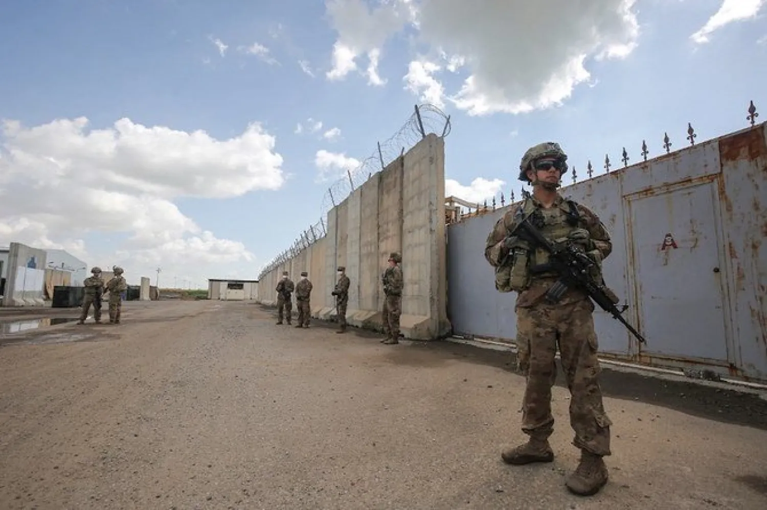 US army soldiers stand on duty at the K1 airbase northwest of Kirkuk in northern Iraq last month. (AFP/File)
