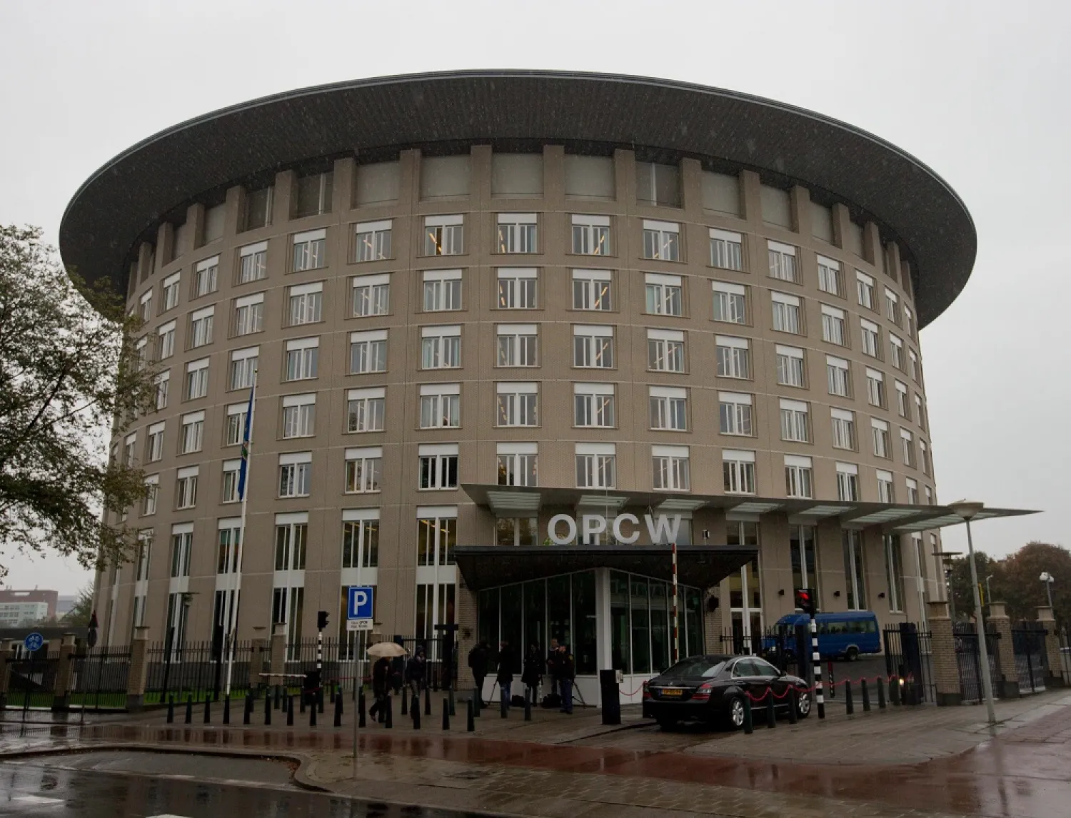 An exterior view of the headquarters of the world's chemical watchdog OPCW, in The Hague, Netherlands, Oct. 11, 2013. (AP)