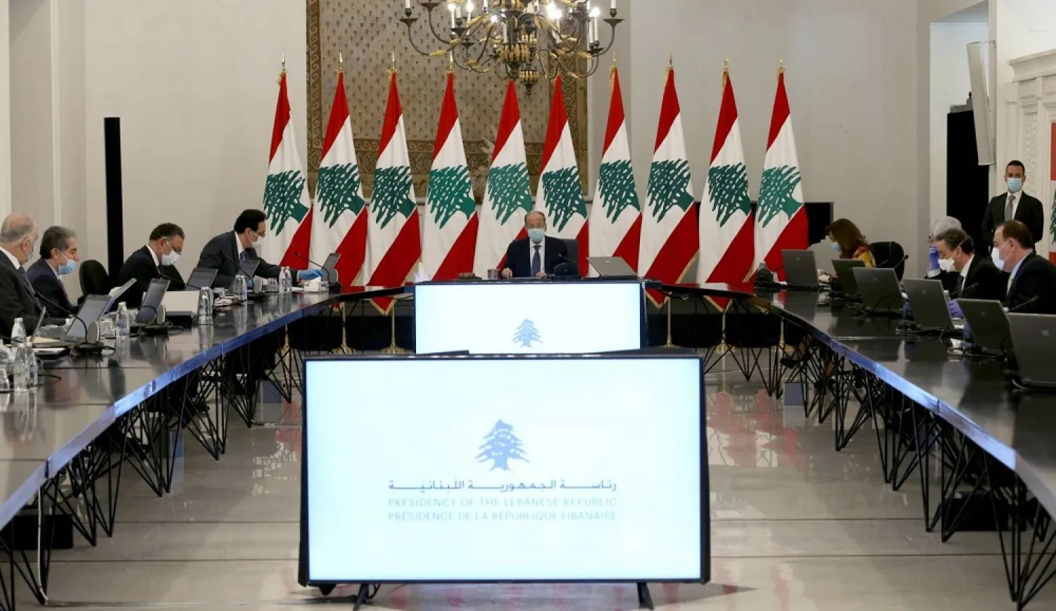 President Michel Aoun chairs a cabinet meeting on Thursday. (Dalati & Nohra)