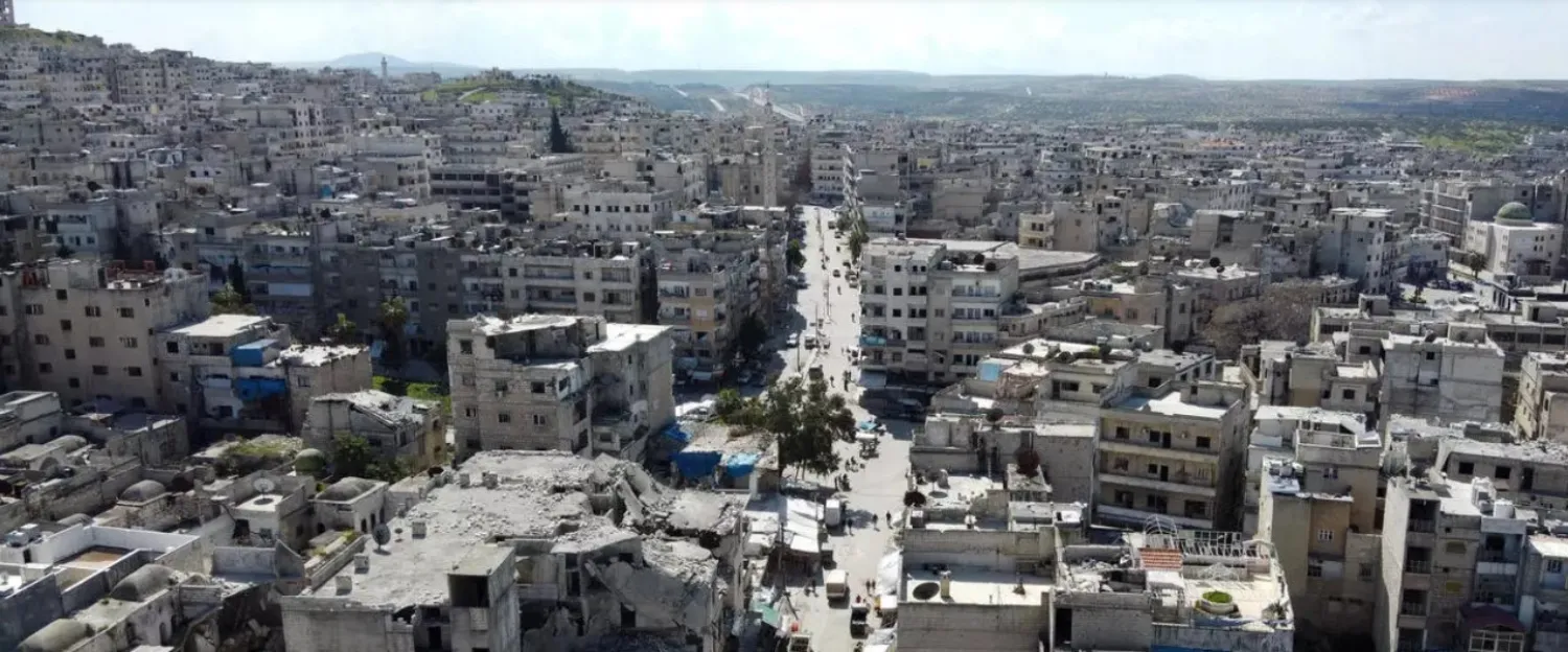 An aerial view shows the town of Ariha in the northern countryside of the Idlib province on April 11, 2020. AFP