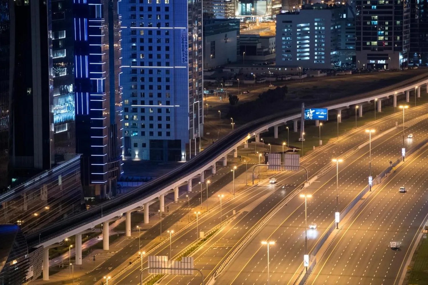 The deserted main stretch of Sheikh Zayed Road near Downtown Dubai. (EPA)