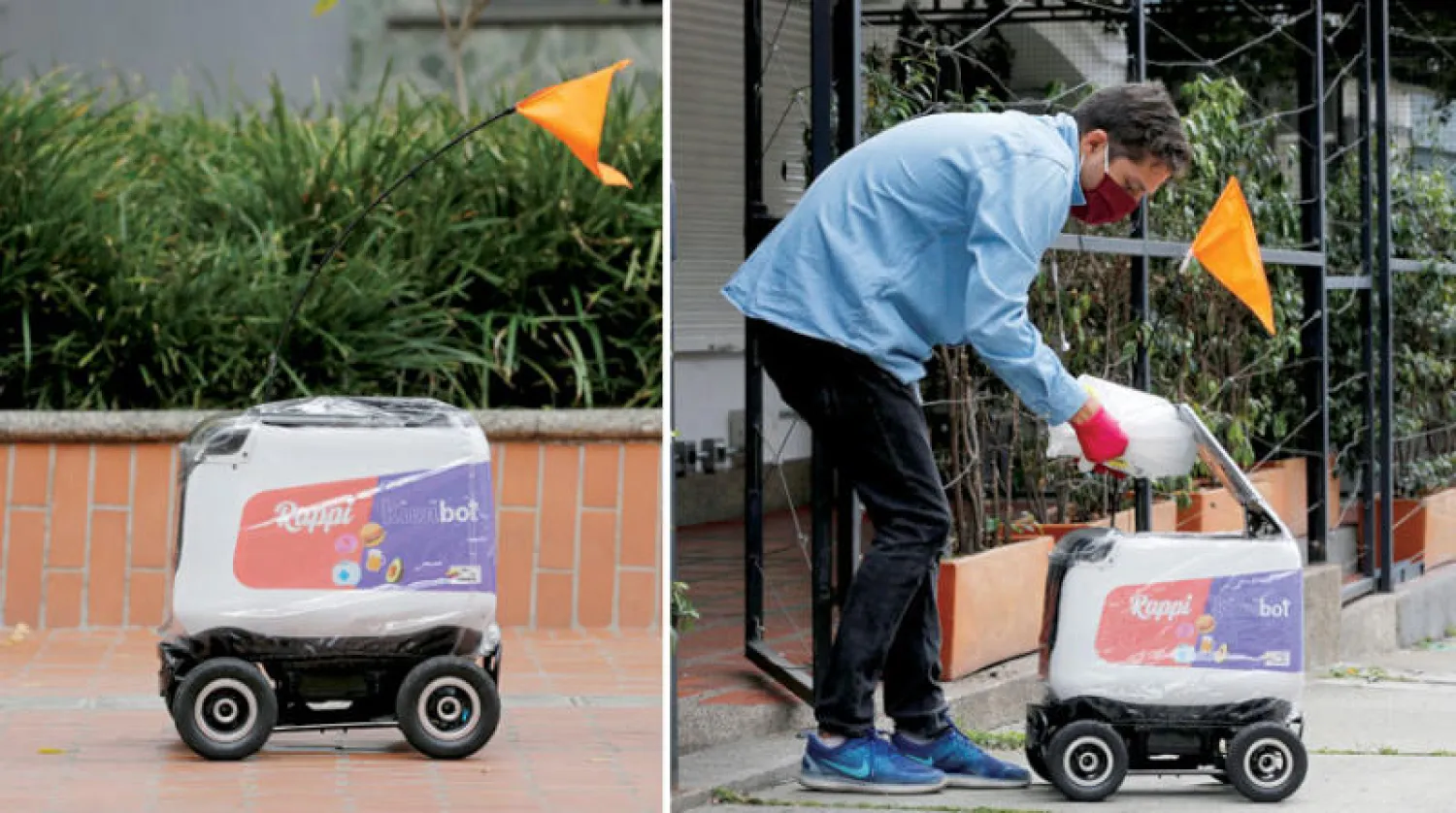 روبوت توصيل طلبيات المطاعم من شركة رابي الكولومبية (رويترز)