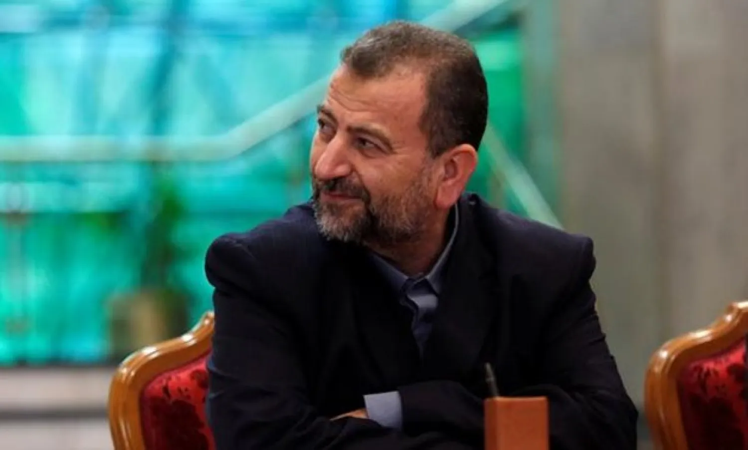 Saleh al-Arouri spotted during the Inter-Palestinian press conference held in Cairo on Thursday, October 12, 2017.  Reuters