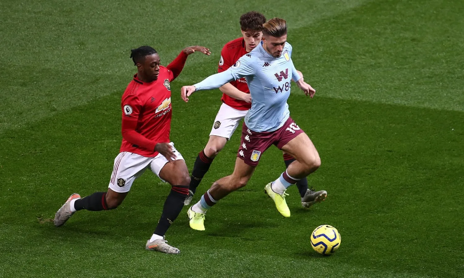 Jack Grealish of Aston Villa (right) is one of several top-class players Manchester United will fancy their chances of signing when the crisis is over. (Getty Images)