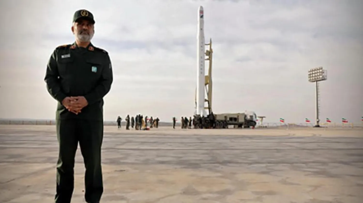 امیرعلی حاجی‌زاده فرمانده نیروی هوافضای «سپاه» در هنگام عملیات پرتاب ماهواره نظامی (فرانس پرس)

