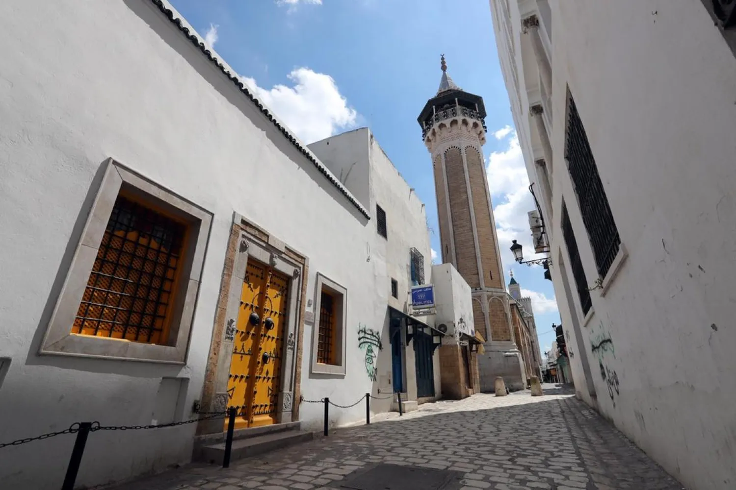 A view of an empty street during the coronavirus outbreak in Tunis, Tunisia. (EPA)