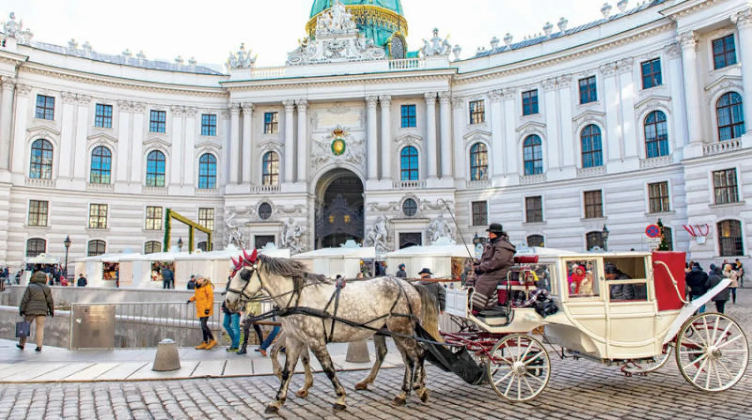 فييكا قديمة الطراز تمرّ أمام قصر هوفبورغ في العاصمة النمساوية فيينا