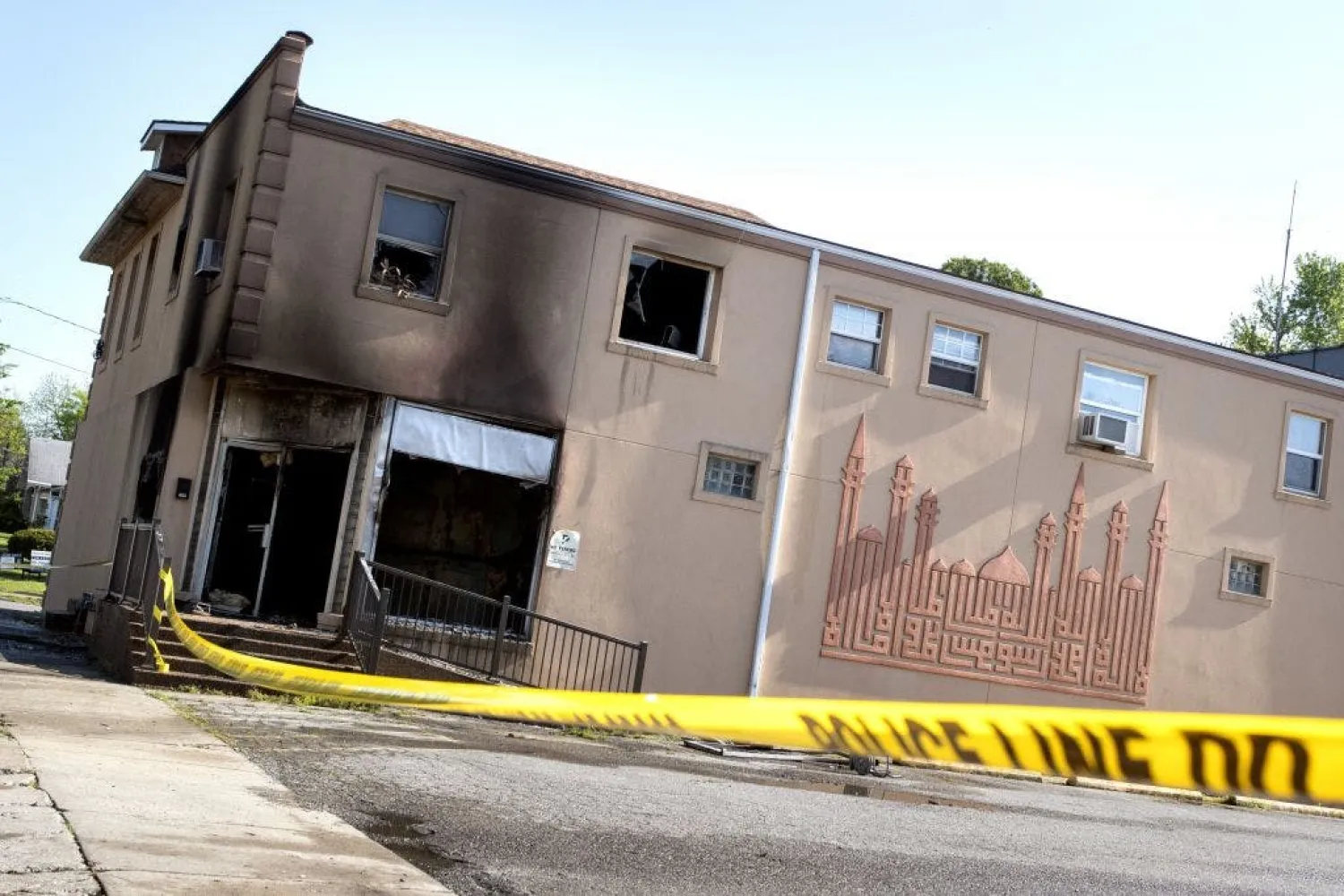 This Friday, April 24, 2020 photo shows damage to the Islamic Center of Cape Girardeau, Mo. after a fire. (Jacob Wiegand/The Southeast Missourian via AP)