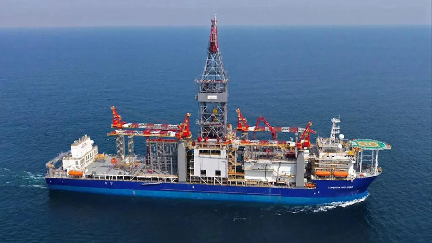 The Tungsten Explorer drillship anchored off the Lebanese coast to explore for oil and gas on February 25, 2020. (AFP)