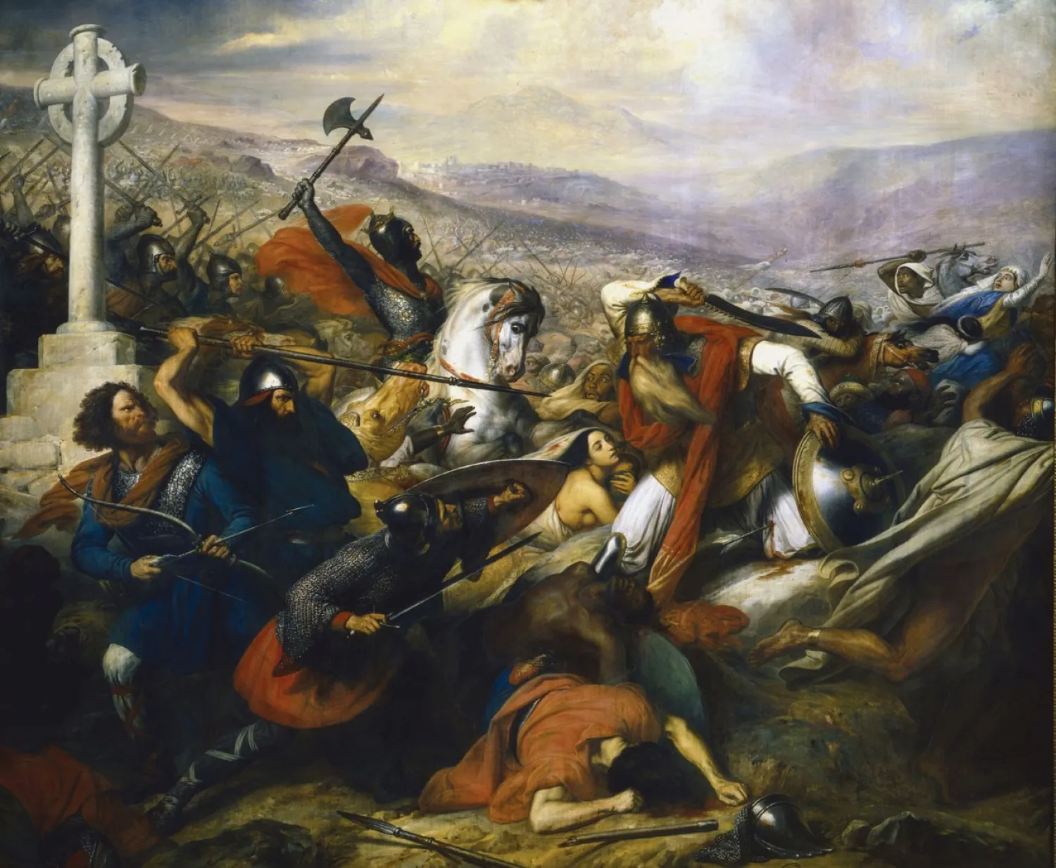 Battle of Poitiers, in October 732, oil on canvas by Charles de Steuben, 1834–37; in the Versailles Museum, France. Photos.com/Getty Images
