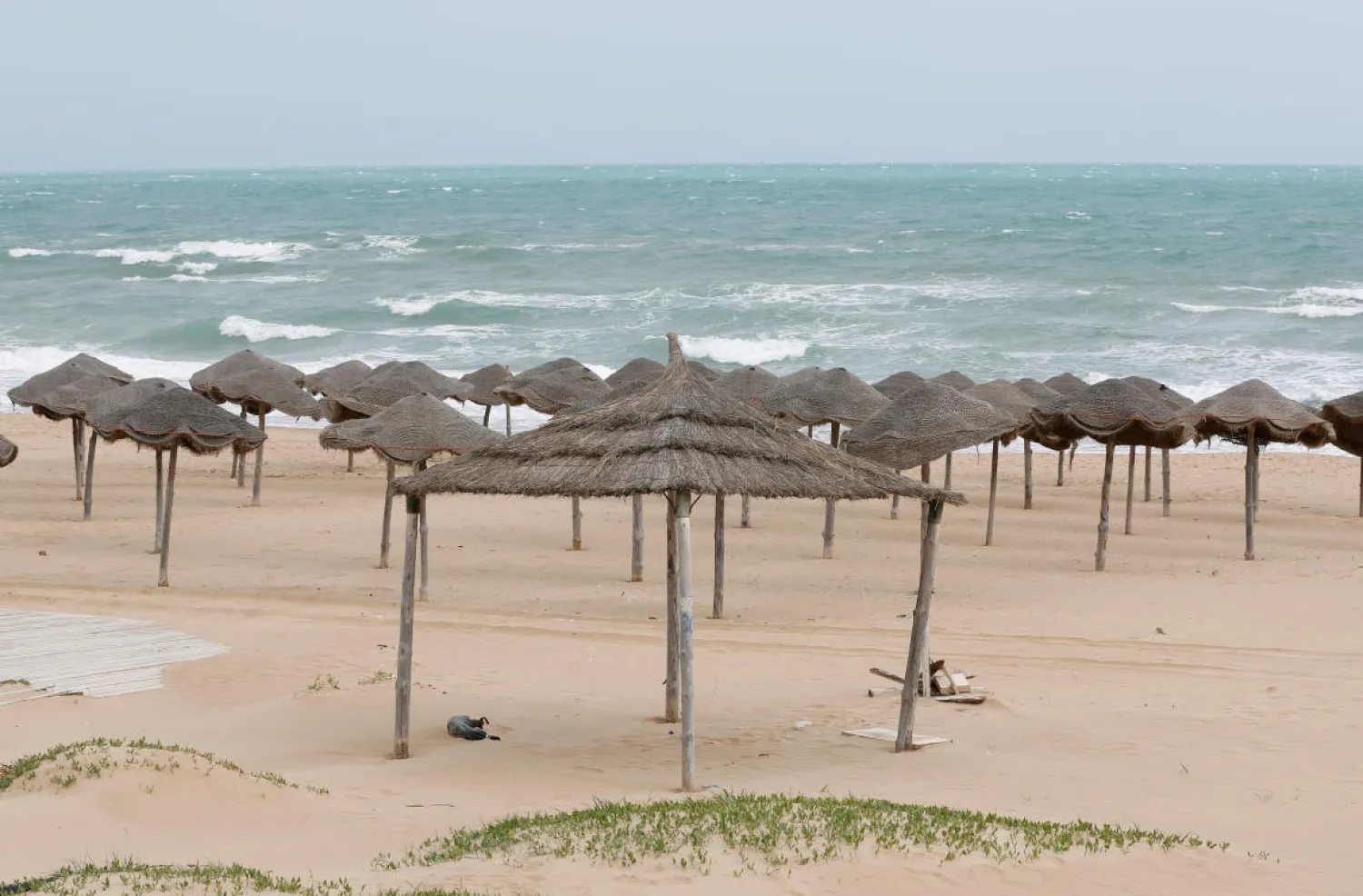 The deserted empty Marsa beach is pictured amid lockdown over the coronavirus in Tunis, Tunisia April 1, 2020. (Reuters)
