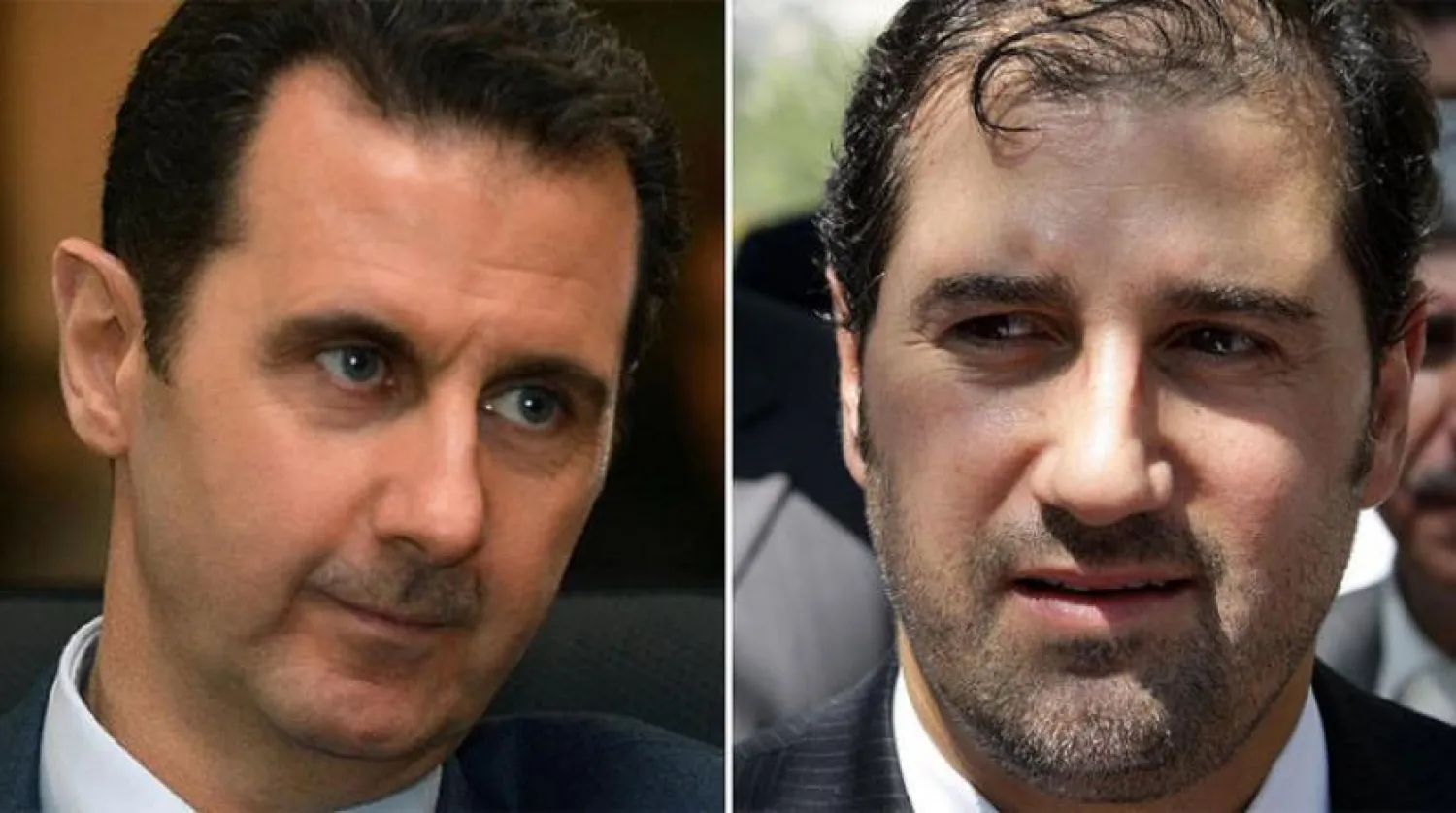 A combination photo of Bashar Assad and Rami Makhlouf