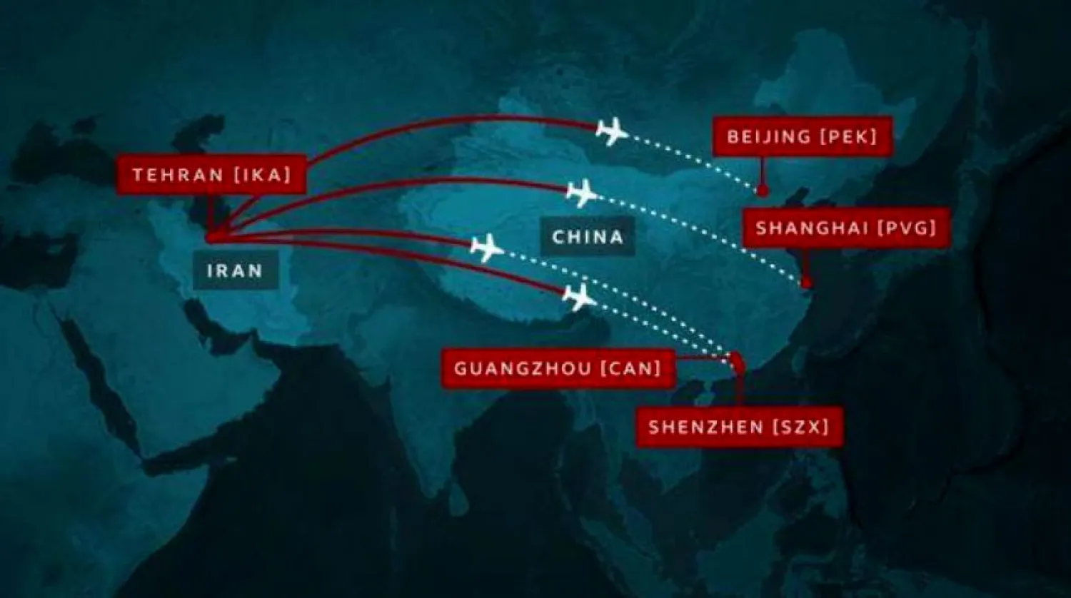 شركة طيران «ماهان» واصلت رحلاتها بين إيران والمدن الصينية في ذروة انتشار «كوفيد-19» (بي بي سي)