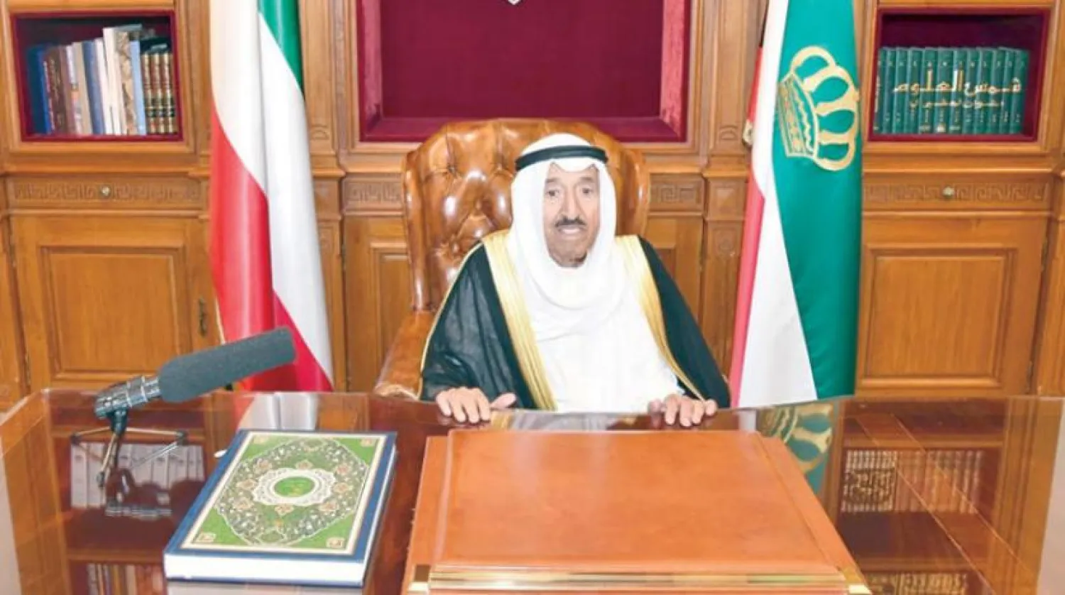 Kuveyt Emiri Şeyh Sabah Ahmed Cabir es-Sabah, dün televizyonda konuşma yaptı (KUNA)