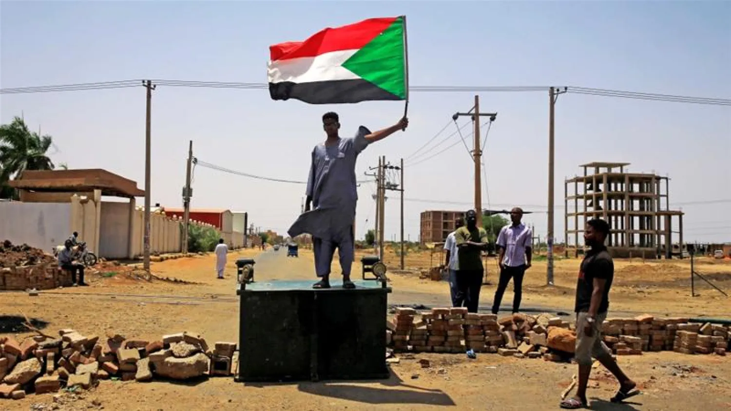 A Sudanese protester carrying the national flag. Reuters file photo