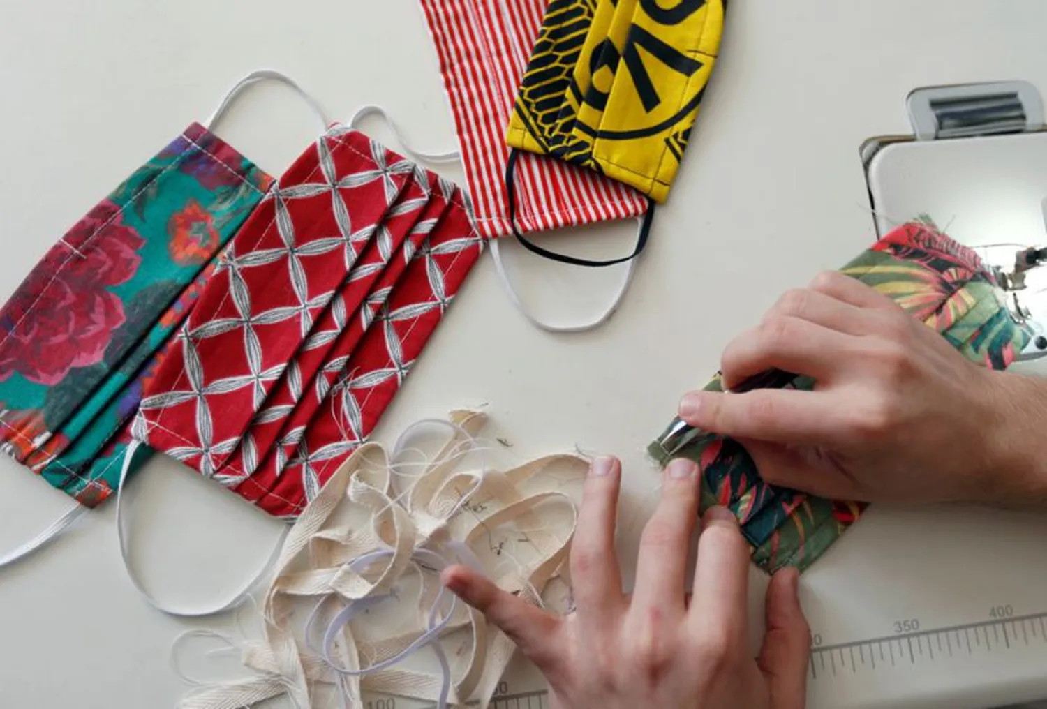 Eric Mathieu Ritter, founder of the designer Emergency Room sews face masks during the outbreak of the coronavirus at an atelier in Beirut, Lebanon May 7, 2020. (Reuters)