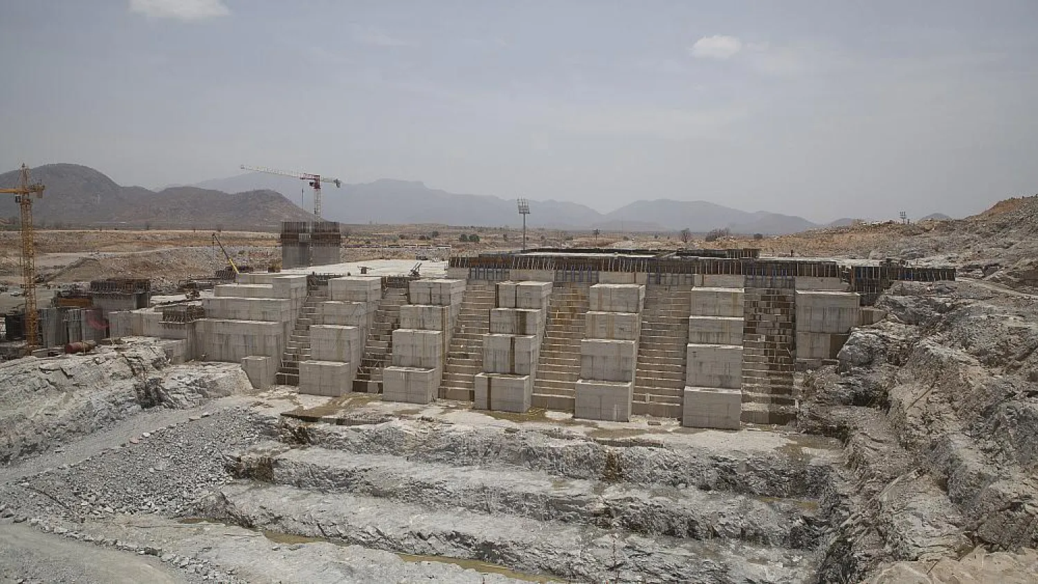 General view of construction works at the Grand Ethiopian Renaissance Dam (GERD), near Guba in Ethiopia. (AFP)