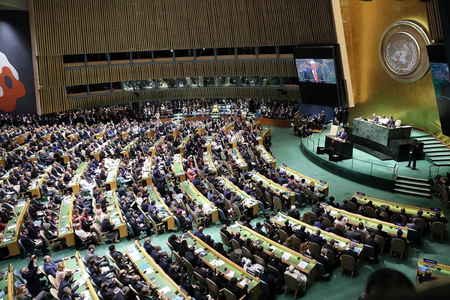US President Donald Trump speaks during the 74th Session of the United Nations General Assembly at UN headquarters in New York on September 24, 2019 -- this year's edition of the meeting may end up being held by videoconference | AFP