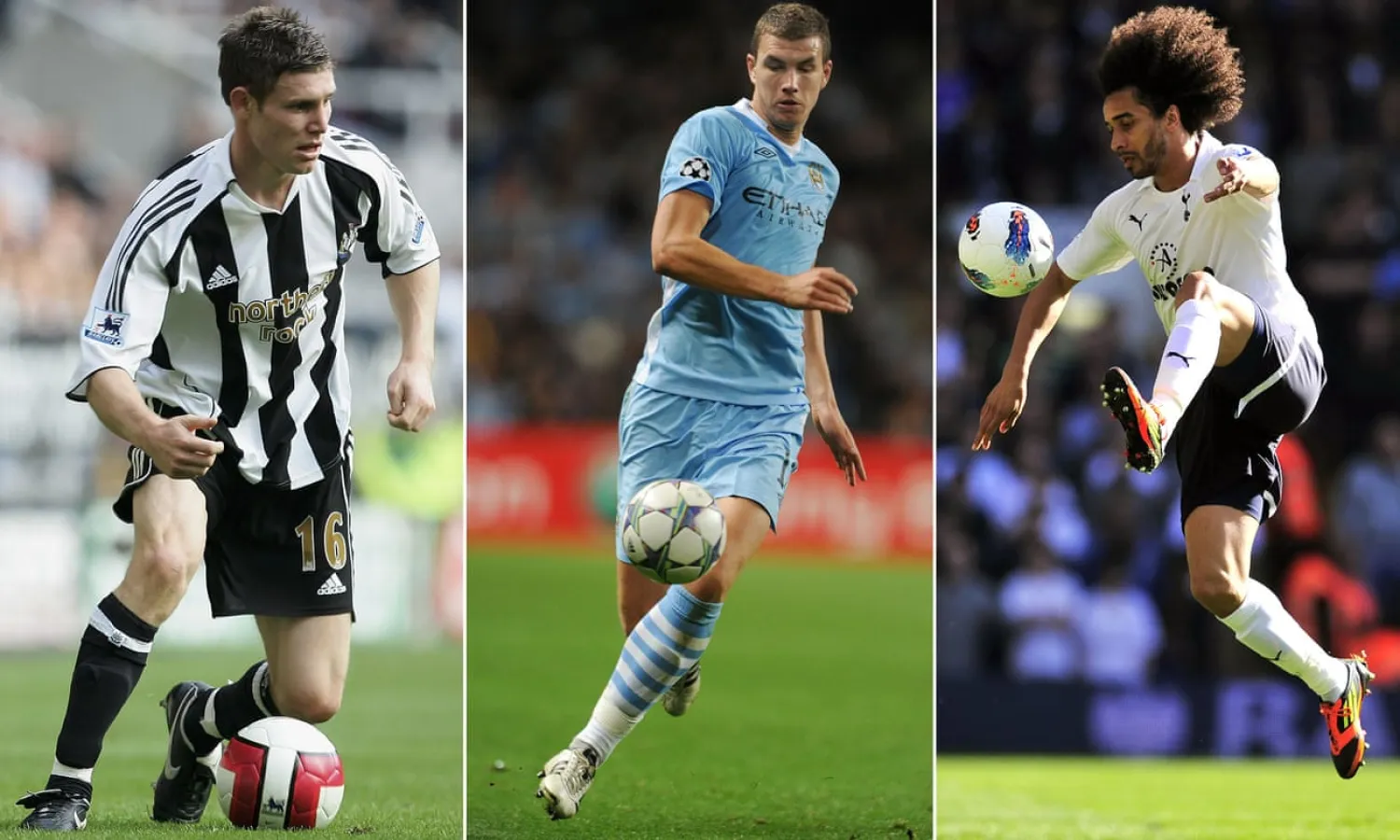  From left to right: James Milner, Edin Dzeko and Benoît Assou-Ekotto. Composite: Getty Images
