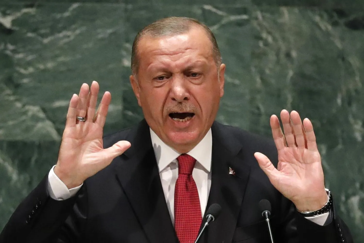 Turkish President Recep Tayyip Erdogan addresses the 74th session of the United Nations General Assembly at UN headquarters in New York City, New York, US, September 24, 2019. REUTERS/Lucas Jackson