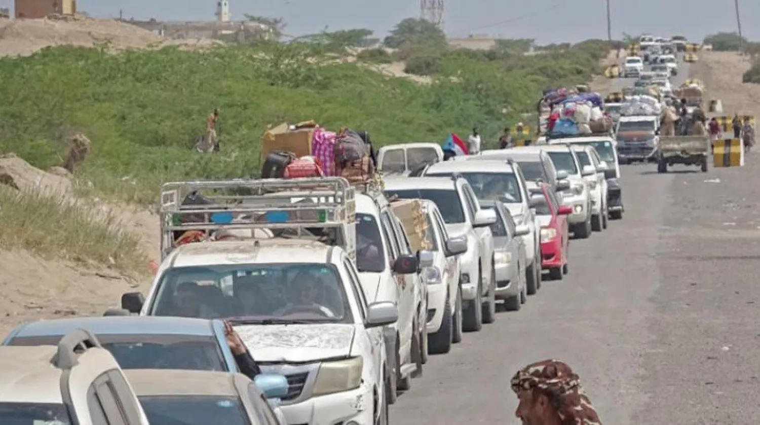 Güney Geçiş Konseyi savaşçıları, geçen pazartesi günü Abyan vilayetinde bir otoyolda (AFP)