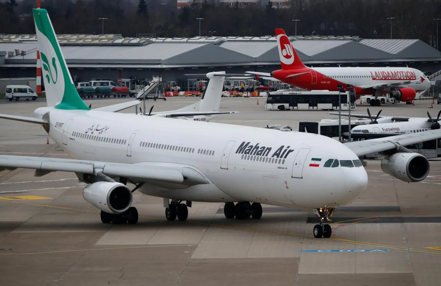 FILE PHOTO: An Airbus A340-300 of Iranian airline Mahan Air taxis at Duesseldorf airport DUS, Germany January 16, 2019. REUTERS/Wolfgang Rattay