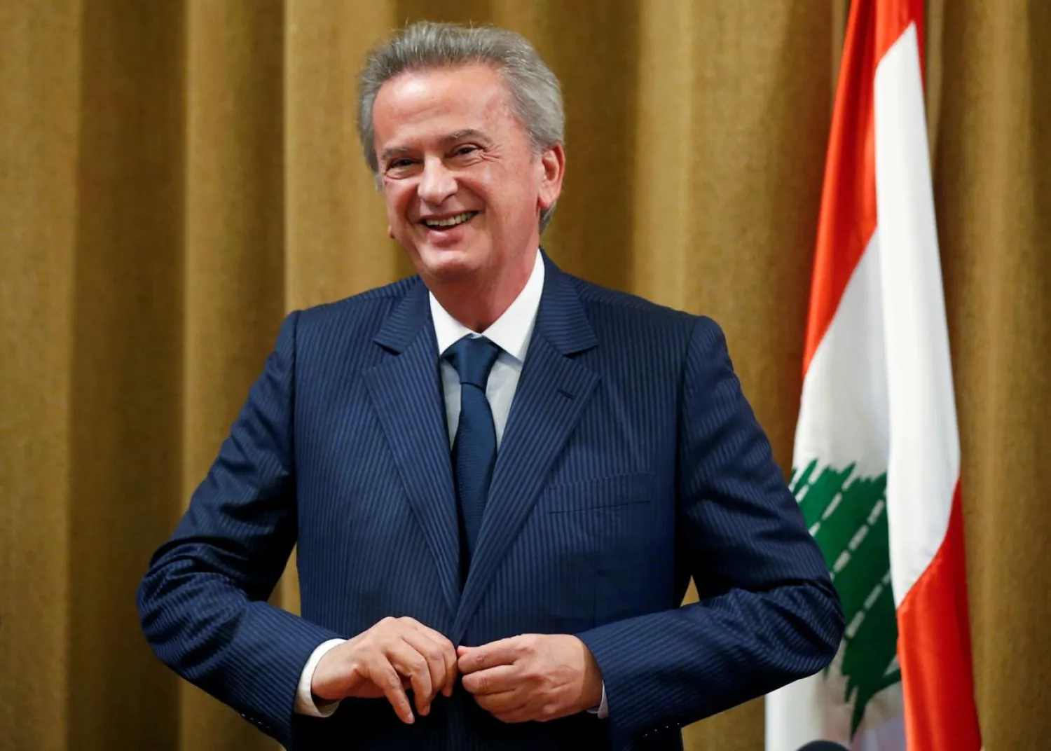 FILE PHOTO: Lebanon's Central Bank Governor Riad Salameh reacts after a news conference at Central Bank in Beirut, Lebanon November 11, 2019. REUTERS/Mohamed Azakir