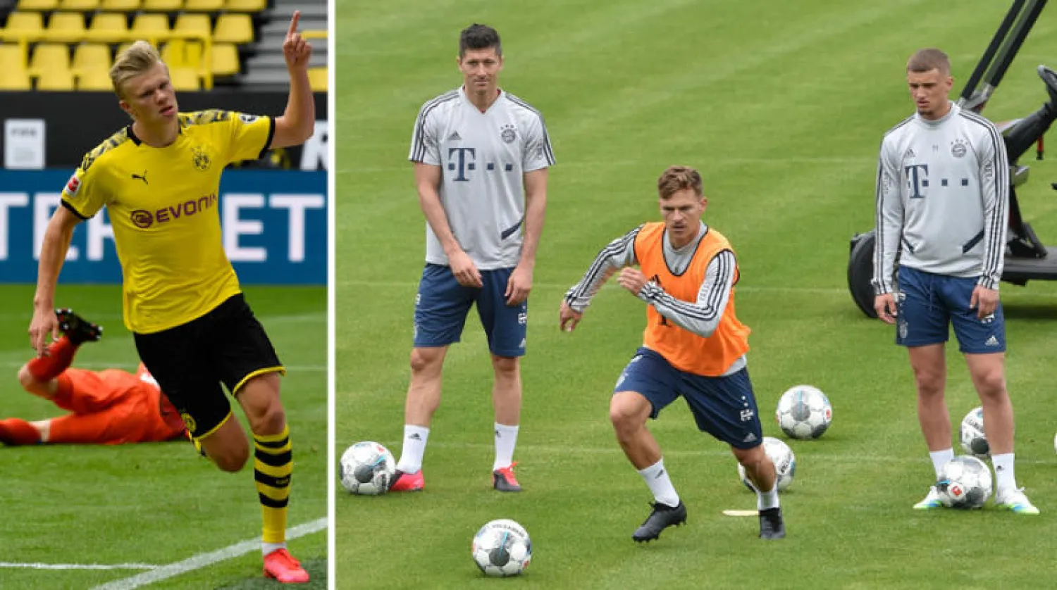بايرن ميونيخ يتطلع لمواصلة انتصاراته (أ.ف.ب)  -  هالاند مهاجم دورتموند الصاعد بسرعة الصاروخ (إ.ب.أ)