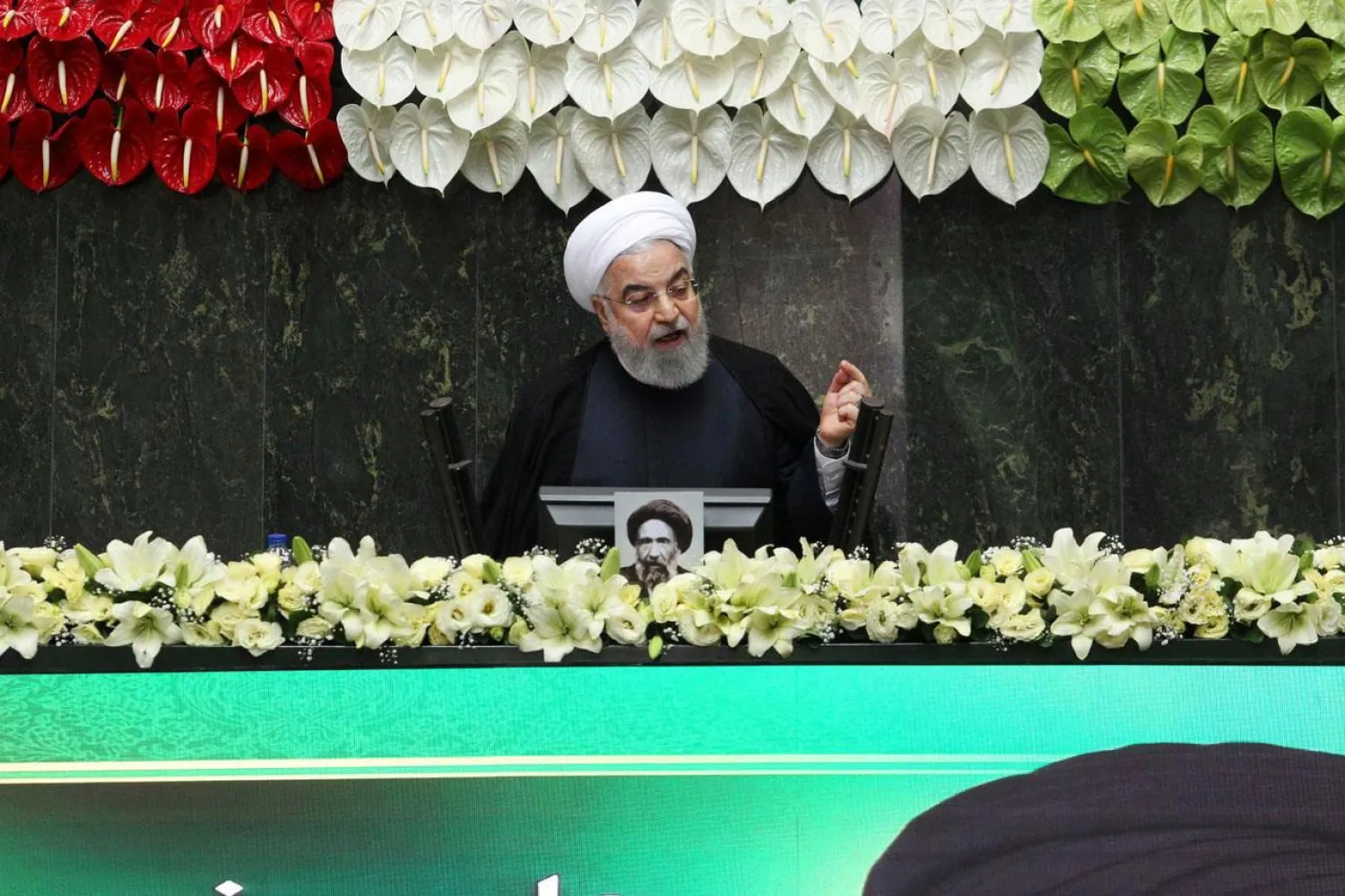 FILE PHOTO: Iranian President Hassan Rouhani speaks during the opening ceremony of Iran's 11th parliament, as the spread of the coronavirus disease (COVID-19) continues, in Tehran, Iran, May 27, 2020. Official Presidential website/Handout via REUTERS
