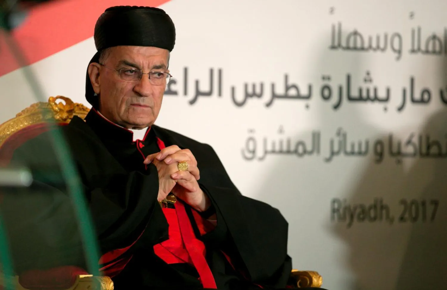 Lebanese Maronite Patriarch Beshara Boutros Al-Rai visits the Lebanese embassy in Riyadh, Saudi Arabia, November 13, 2017. REUTERS/Faisal Al Nasser
